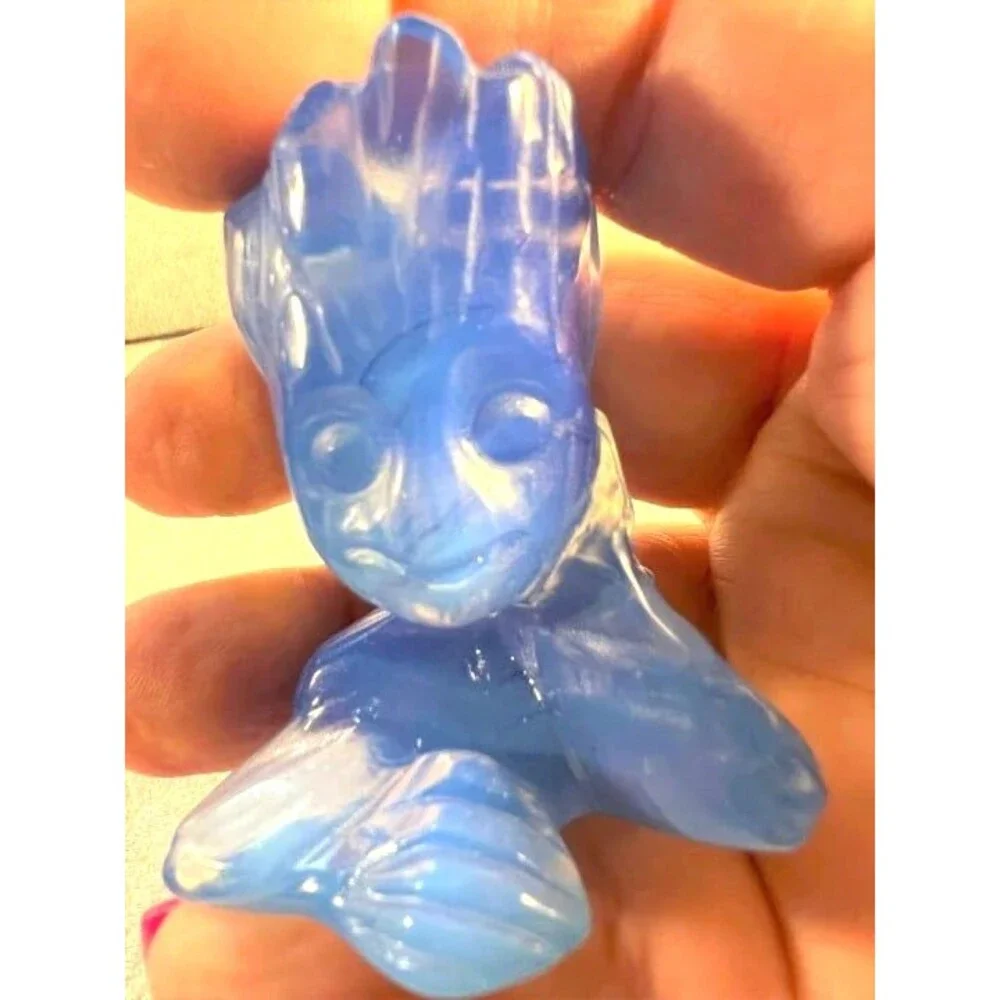 Adorable Blue Opalite Groot Carving